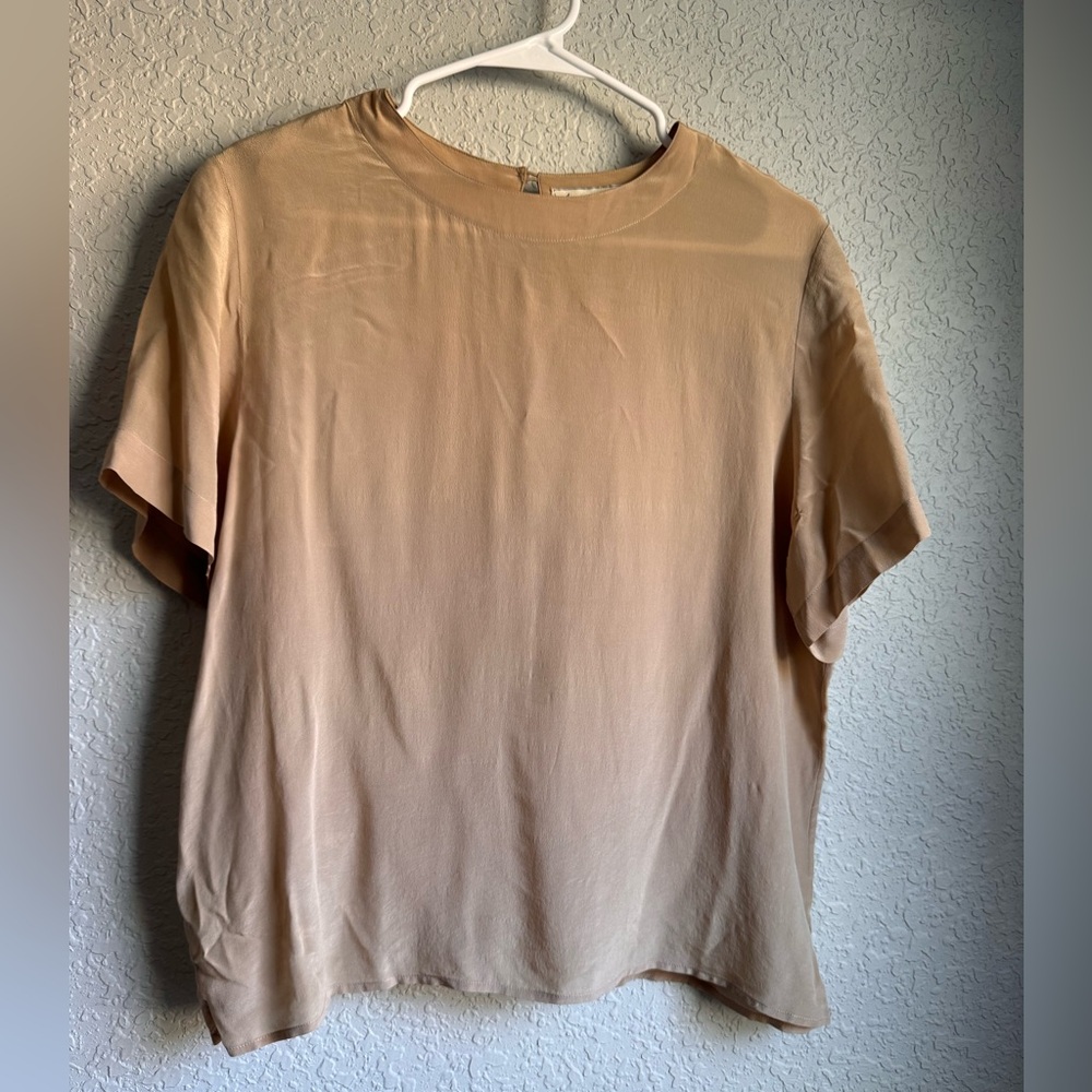 Vintage Anna and Frank 100% Silk Blouse – Cream – Shoulder Pads – Size M